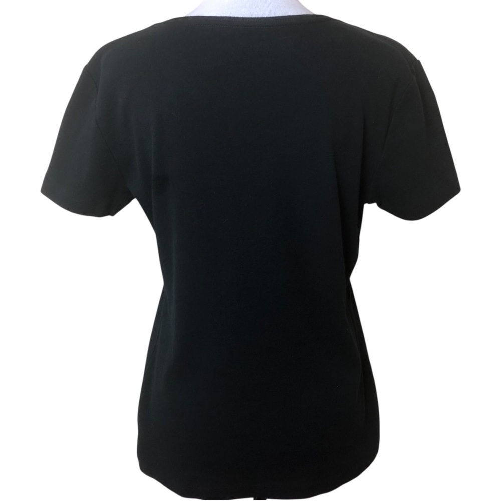 Greensource 100% Organic Cotton Black Stretch T-shirt w/ Rose Women’s Size L - Picture 6 of 6